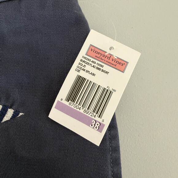 Vineyard Vines Mens Club Shorts 38 Burgee Flag Chino Navy Embroidered Coastal - Picture 3 of 11